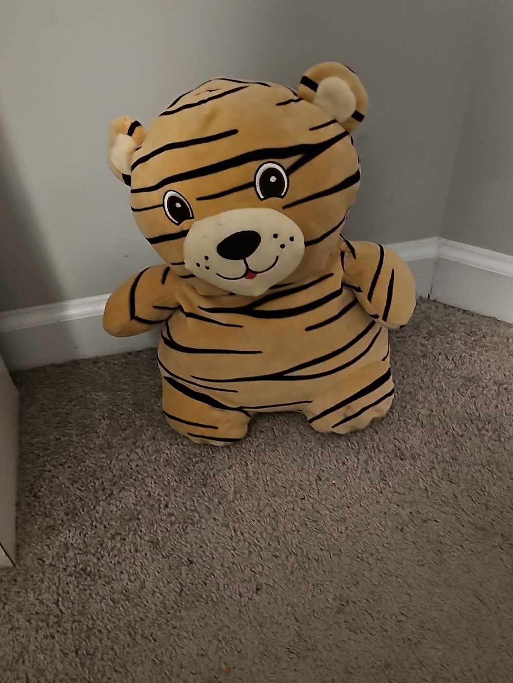 Plush Tiger Bear Stuffed Animal - Tan Striped Cuddly Toy
